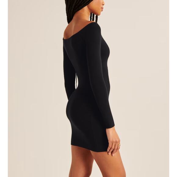 NWT Abercrombie Off-The-Shoulder Corset Mini Dress Black Size Small Tall - Picture 4 of 13